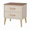 Comodino 50 x 40 x 60 cm in legno crema e noce con 2 cassetti stile moderno
