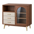 Credenza 100 x 40 x 95 cm in legno marrone e vetro rigato con 3 cassetti stile moderno