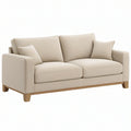 Divano 2 posti 160 x 90 x 85 cm in tessuto beige con piedi in legno - stile moderno