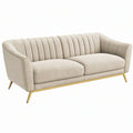 Divano 2 posti 180 cm in tessuto beige con gambe in metallo dorato - stile moderno