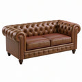 Divano due posti 170 cm effetto pelle marrone stile Chesterfield