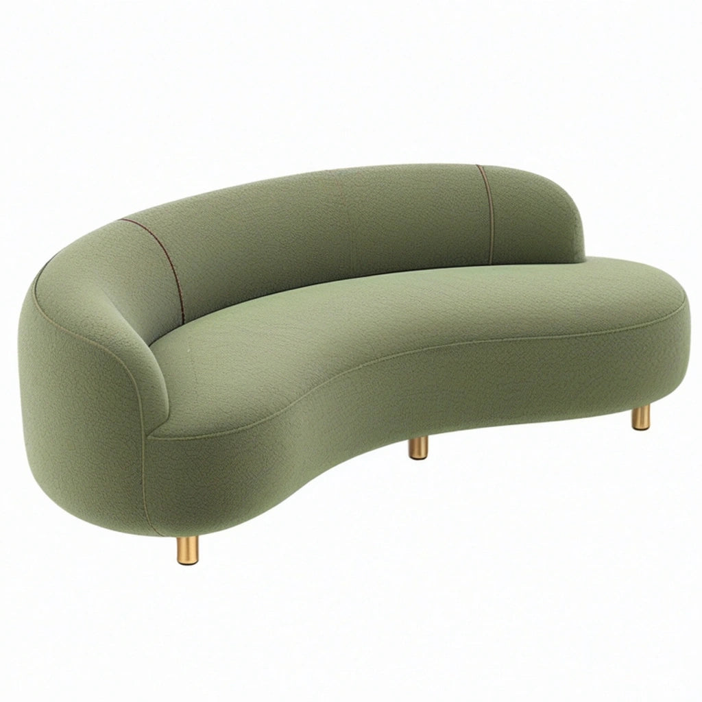 Divano 2 posti 180 x 85 x 75 cm in tessuto verde con piedini metallici stile curvo