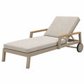 Lettino prendisole 200 x 70 cm in alluminio beige con schienale reclinabile e ruote