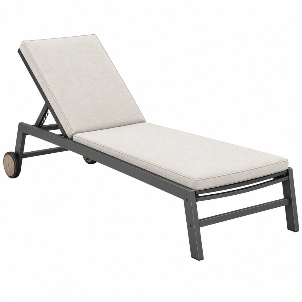 Lettino prendisole 200 x 65 x 35 cm in alluminio grigio con schienale regolabile