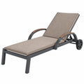 Lettino prendisole 195 x 65 x 95 cm in metallo grigio con rivestimento tessile beige regolabile