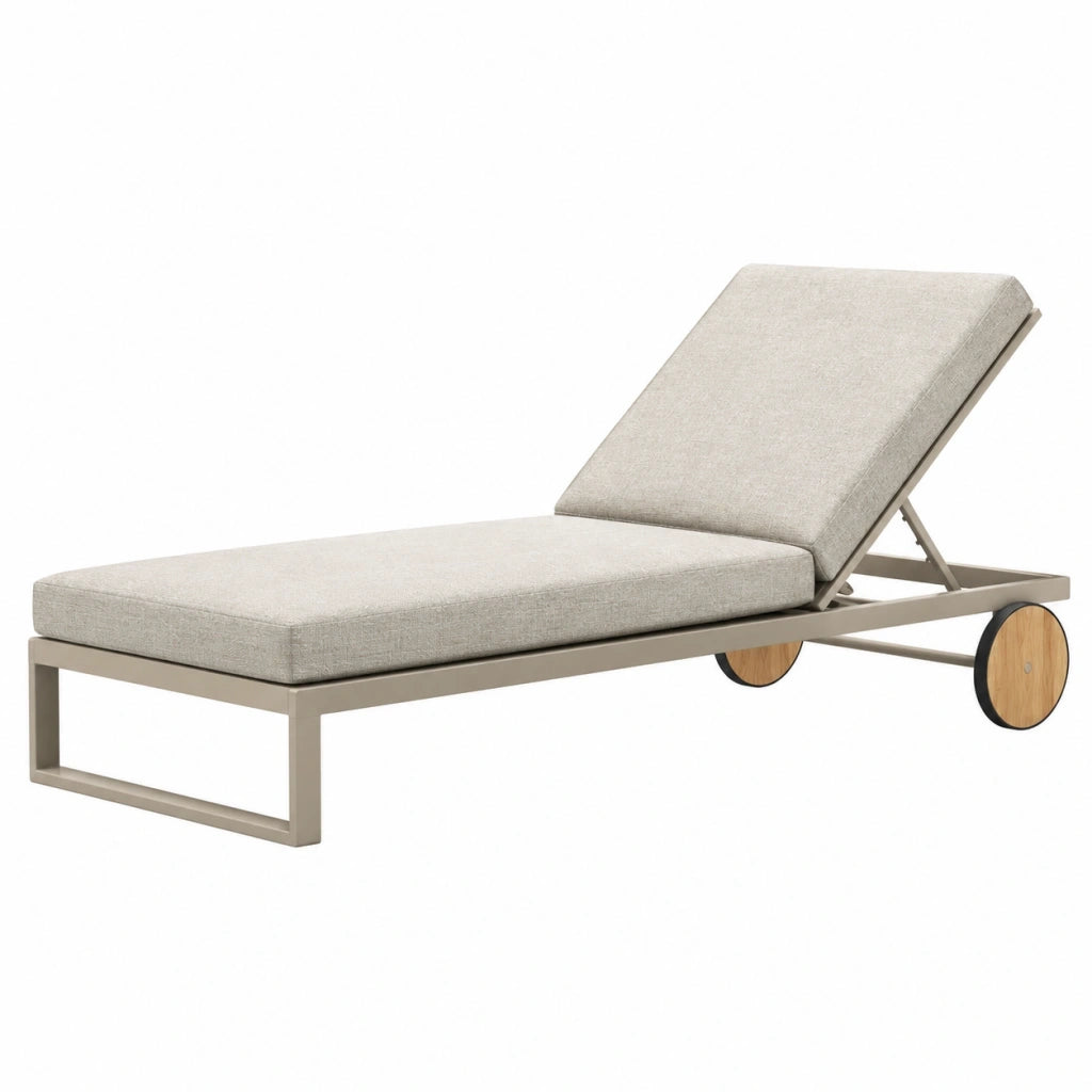 Lettino prendisole 200x70x35 cm in alluminio beige con schienale regolabile per esterno
