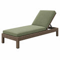 Lettino prendisole 200 x 70 x 85 cm in polyrattan marrone con cuscini verdi schienale regolabile da esterno