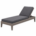 Lettino prendisole 200 x 65 x 35 cm in rattan sintetico grigio con schienale reclinabile