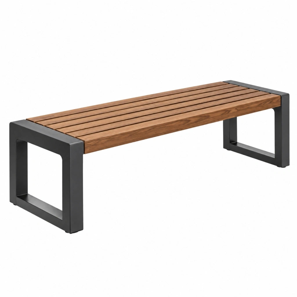 Panca da giardino 120 x 40 x 45 cm in legno e metallo marrone nero stile moderno